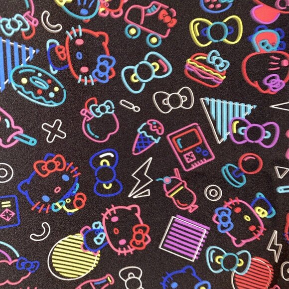 Hello Kitty Ladies Scrub Top Shirt Size Large Black Multicolour Medical Uniform - Picture 8 of 13